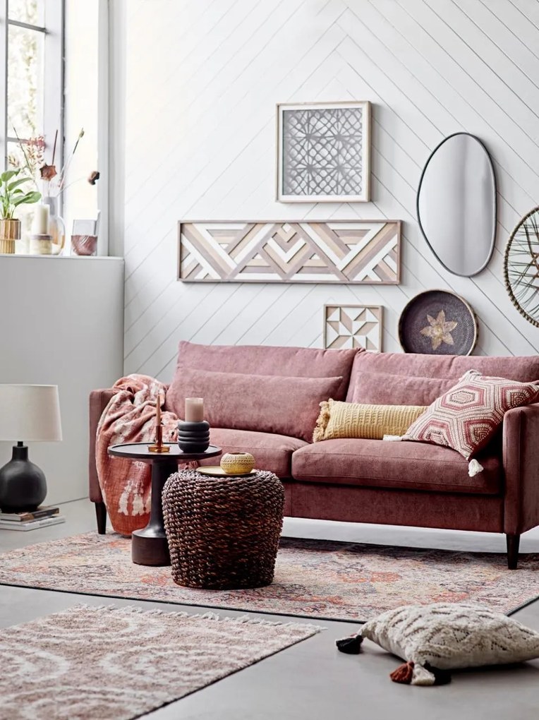 Taburet, maro, din Abaca si metal, Lounge