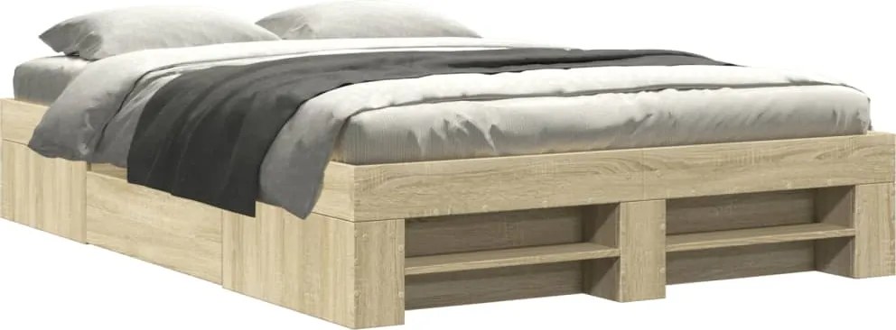 vidaXL Cadru pat fără saltea stejar sonoma 120x190 cm, lemn prelucrat