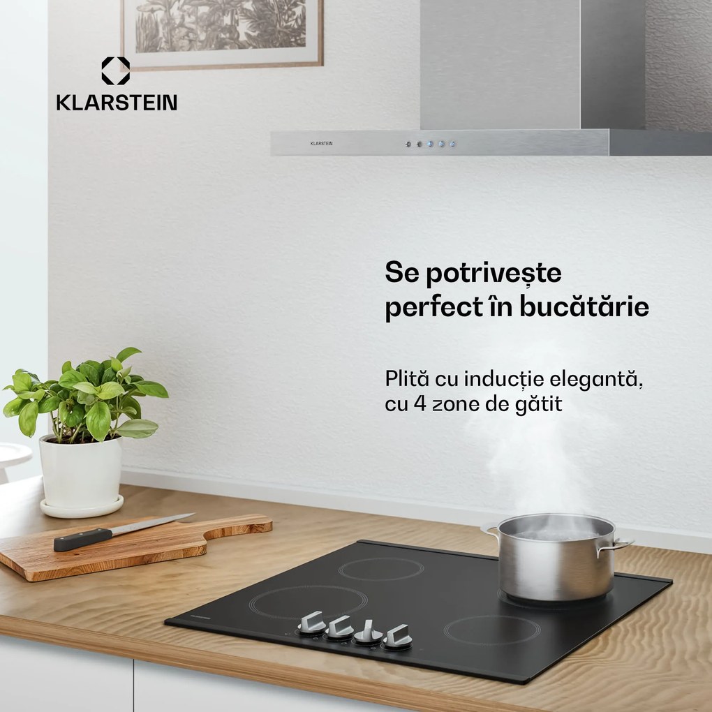 Klarstein Kochheld plită cu inducție | Elegantă și puternică | 4 zone de gătit | 7200 W | 60 cm