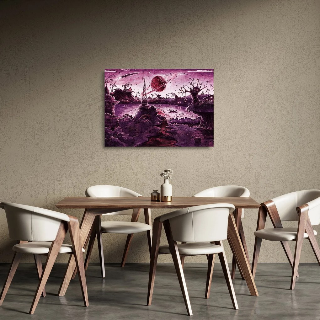Tablou pe sticlă - Sat fermecat (70x50 cm)