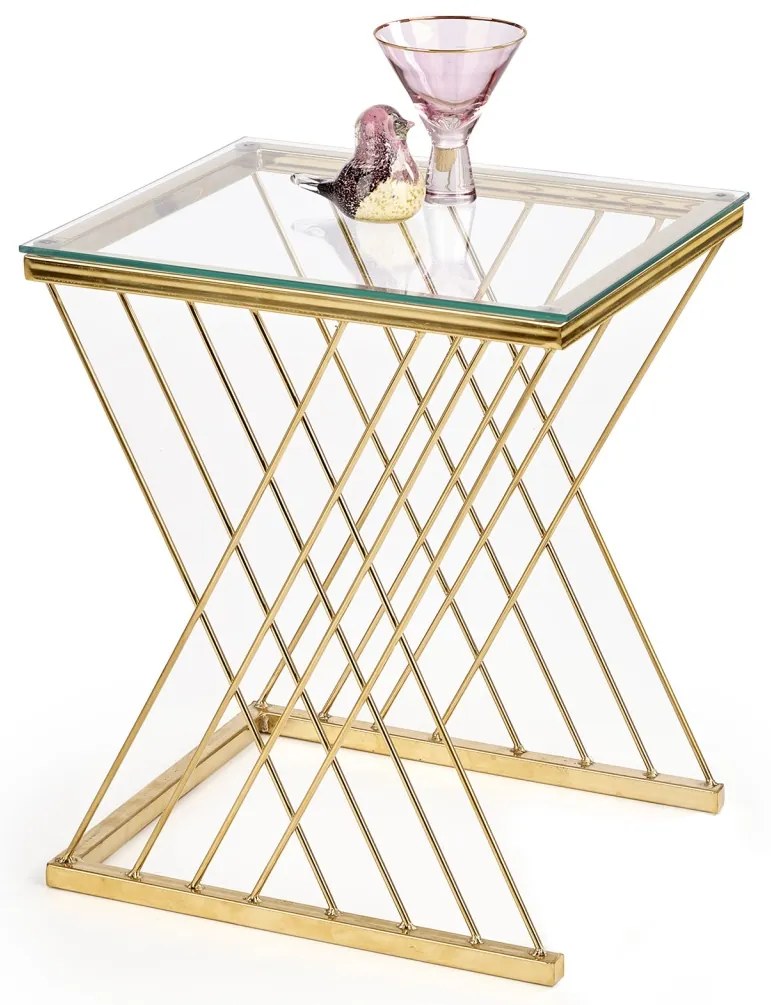Masuta de cafea Nancy transparent/auriu L45 cm