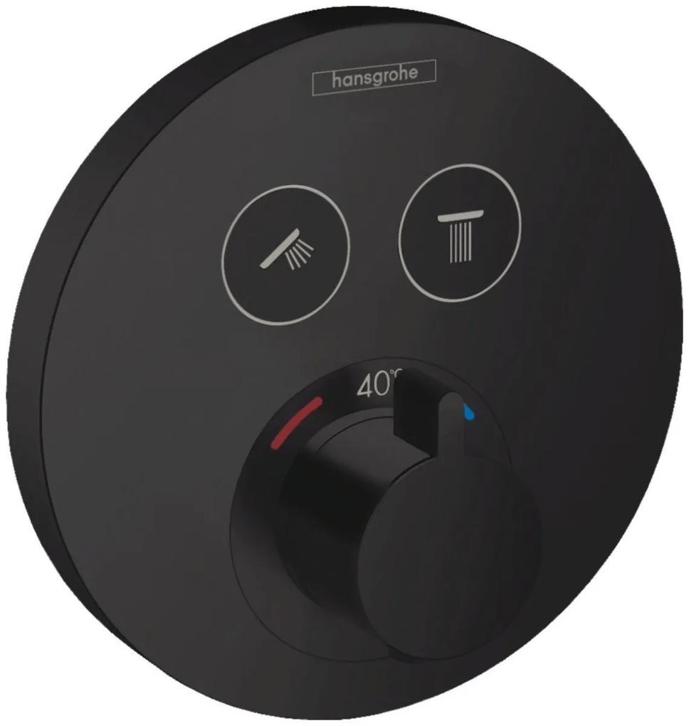 Baterie dus termostatata Hansgrohe Shower Select S cu montaj incastrat si 2 iesiri, negru mat - 15743670