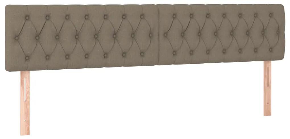Pat box spring cu saltea, gri taupe, 200x200 cm, textil Gri taupe, 200 x 200 cm, Design cu nasturi