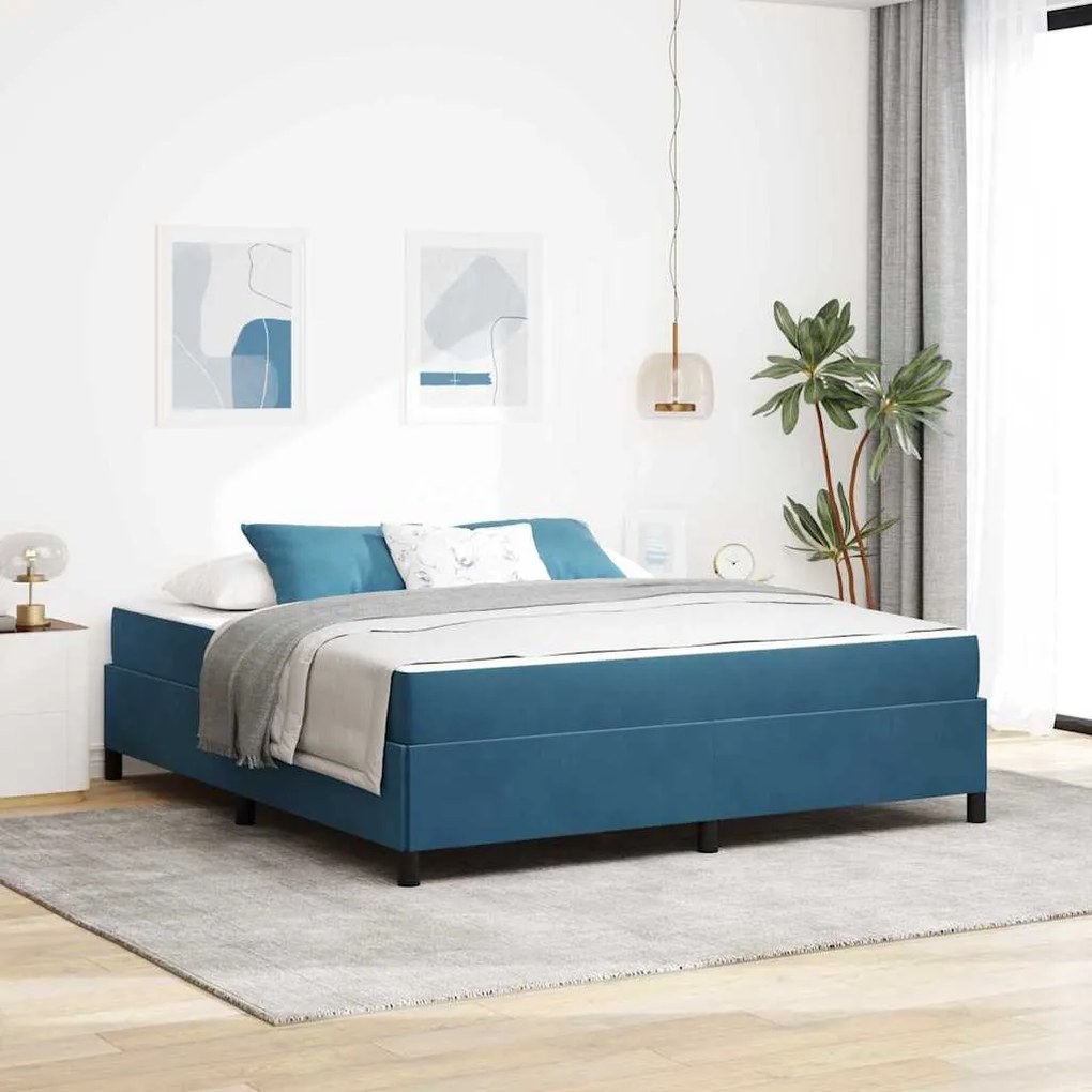 vidaXL Cadru de pat Altele Albastru închis și alb 180 x 200 cm Catifea
