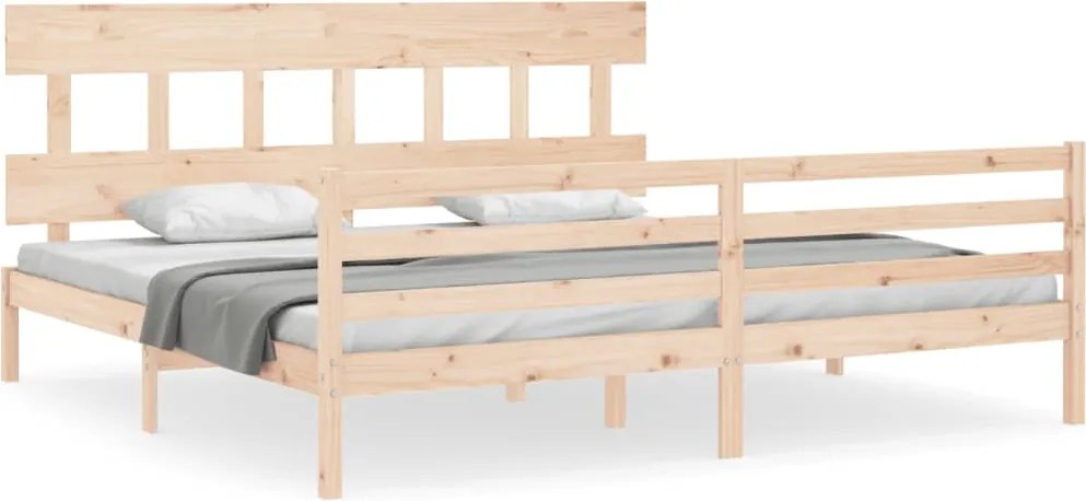 vidaXL Cadru pat cu tăblie 200x200 cm, lemn masiv de pin
