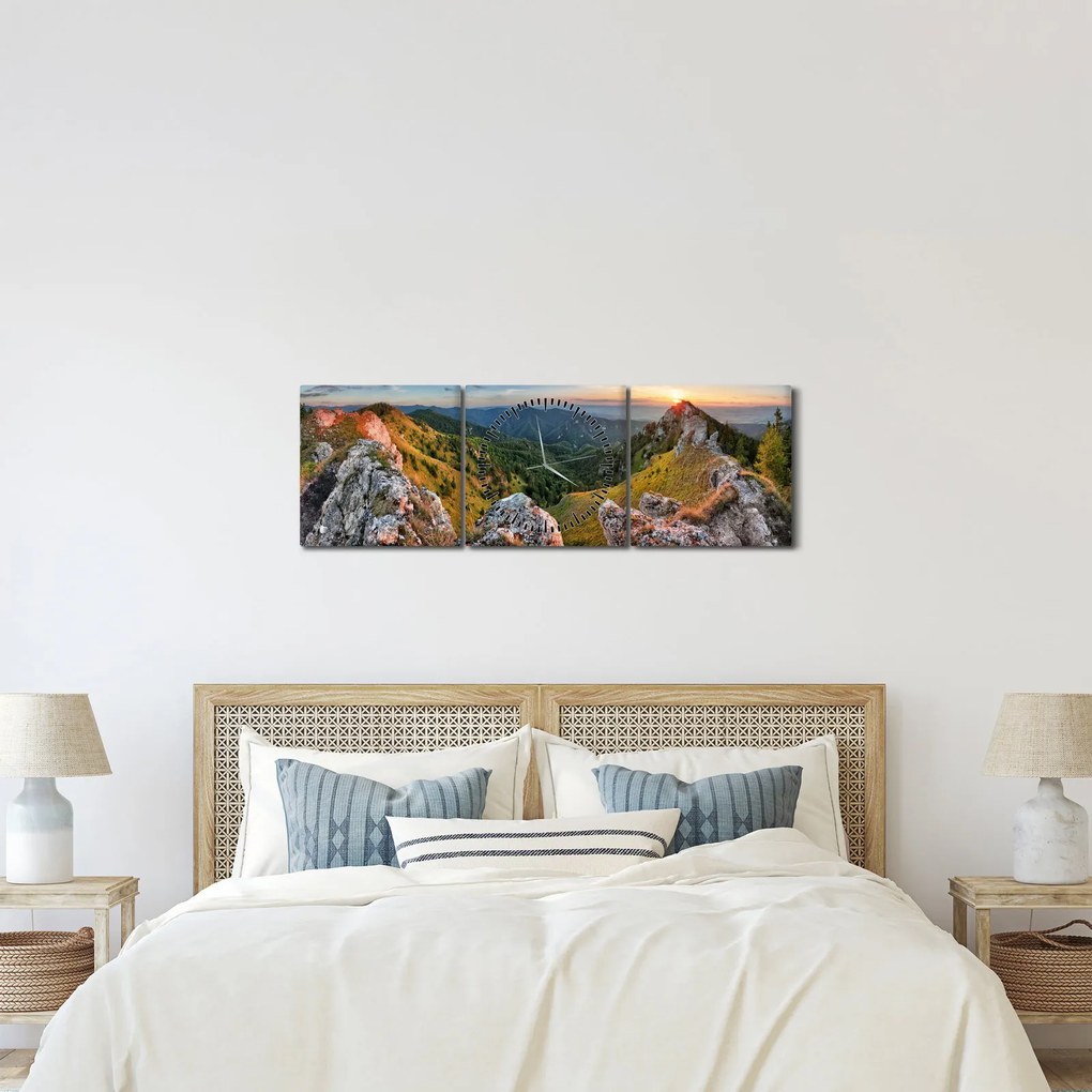 Tablou - Peisaj montan (cu ceas) (90x30 cm)