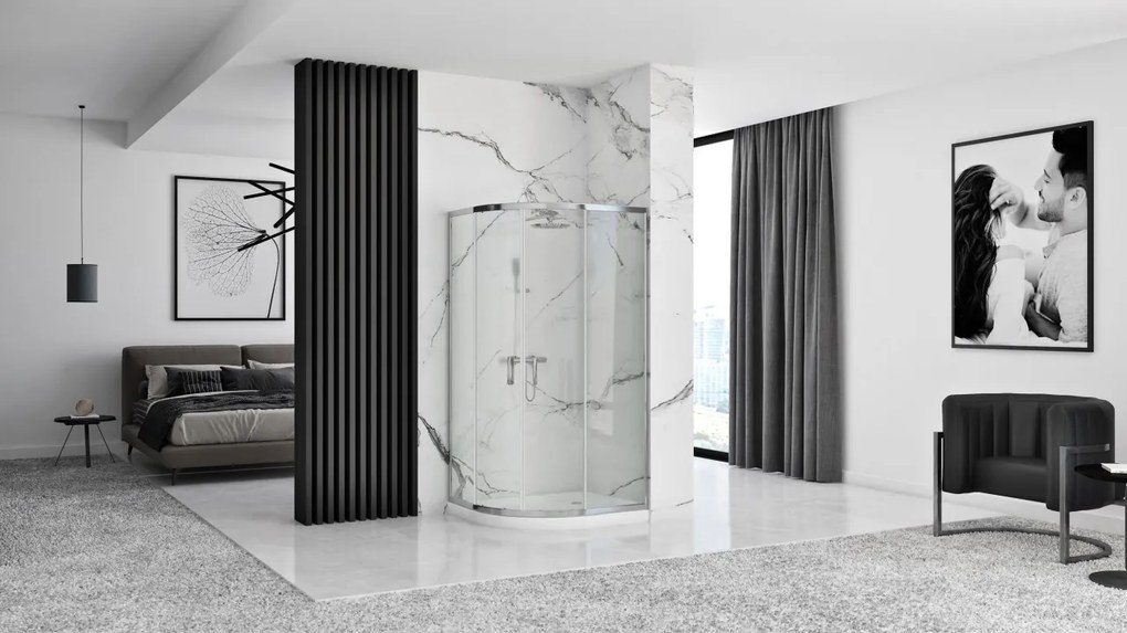 Cabina dus REA Look Chrome 80x80 + Cada de duș Look White