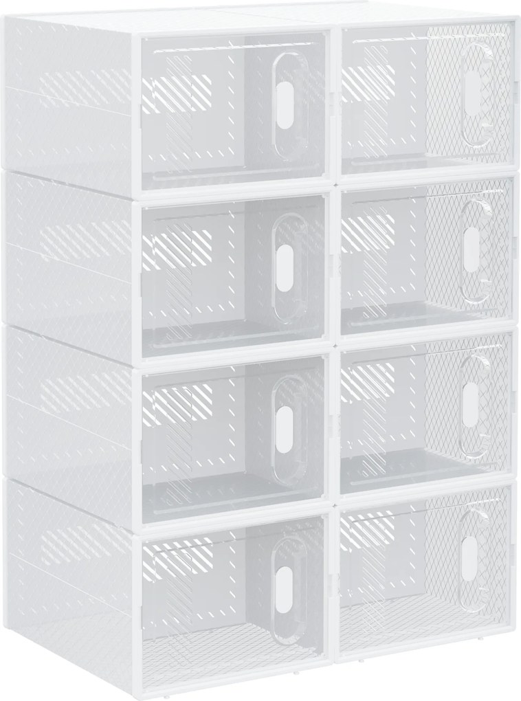 HOMCOM Pantofar Modular cu 8 Cuburi de Depozitare și Uși Magnetice, Cuburi din PP, 25x35x19 cm, Alb și Transparent | Aosom Romania