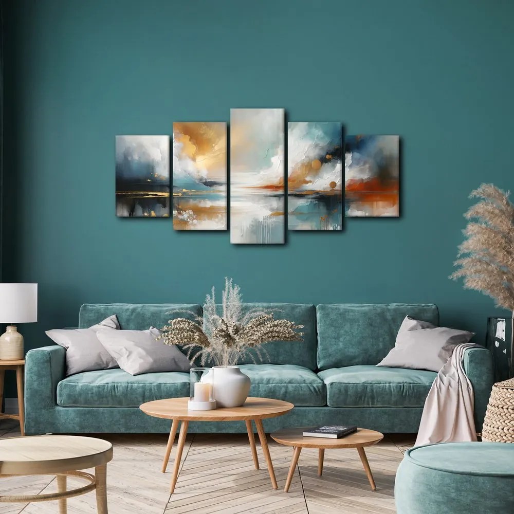 Tablou 5-piese peisaj abstract cu lac