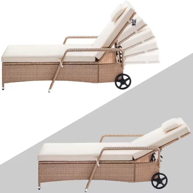 Deuba Recliner de lux cu roti, bej