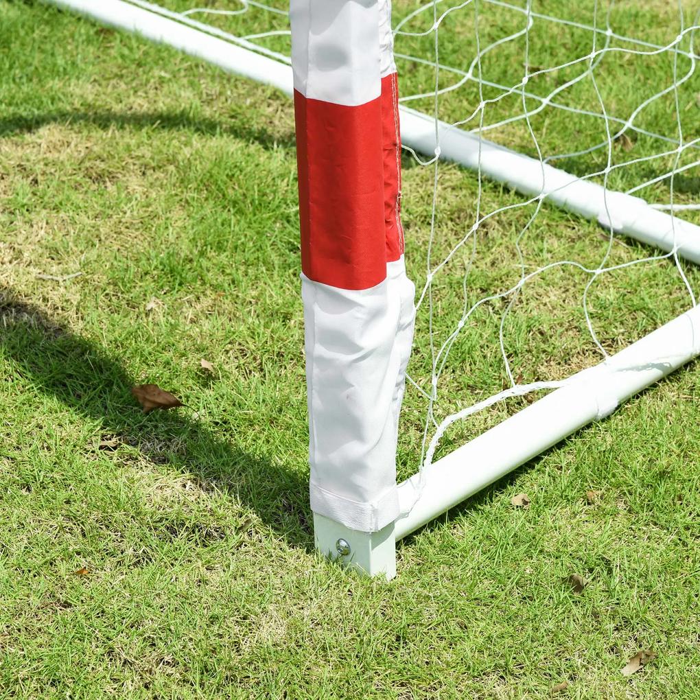 Plasa de Fotbal HOMCOM, Poarta de fotbal si fotbal de teren mic din plastic PE pentru Adulto si Copii, 302x83x201 cm | Aosom RO