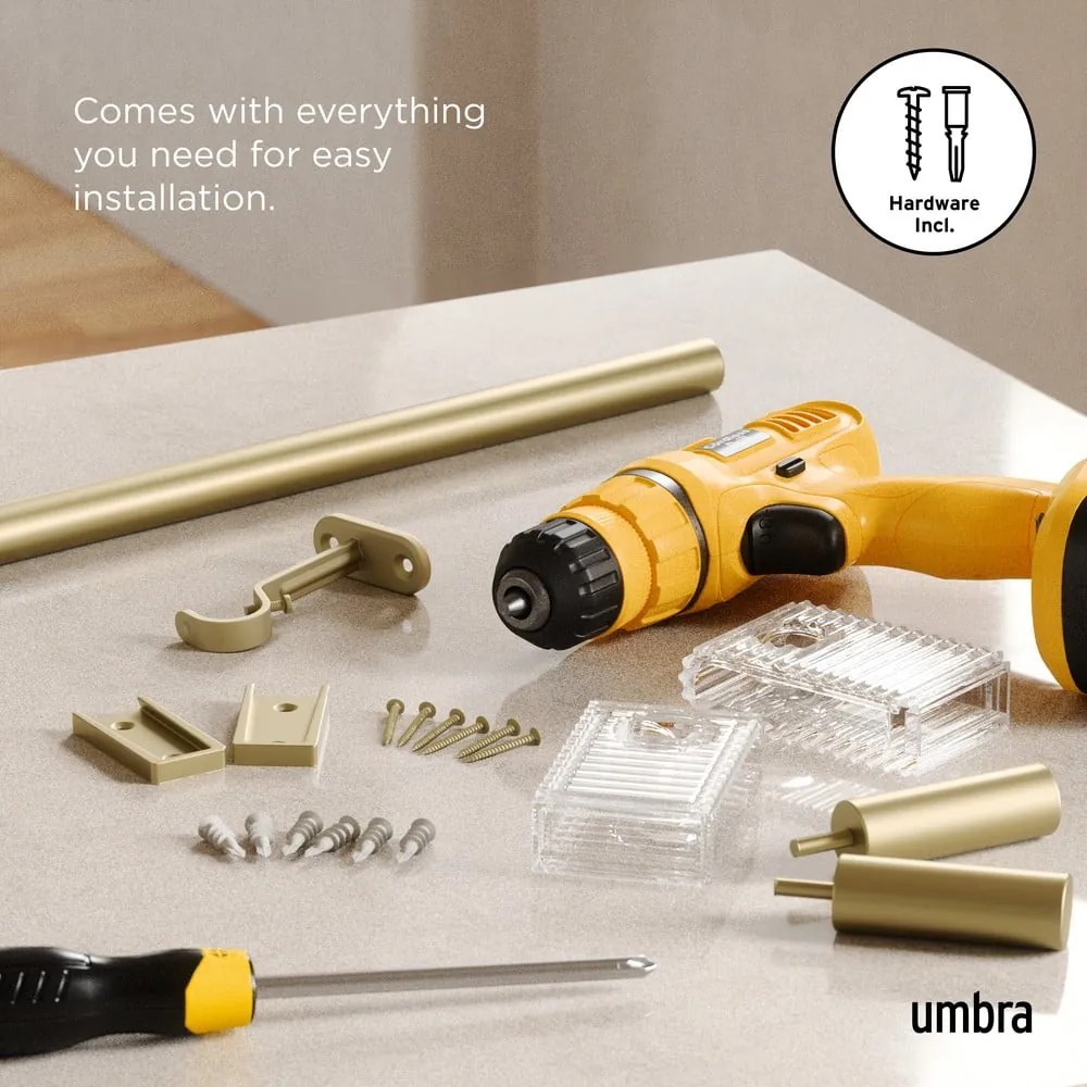 Galerie de perdea auriu mat extensibilă din oțel 107 - 305 cm Flute – Umbra