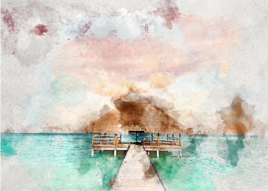 Tablou - Maldive, debarcader din lemn (70x50 cm)