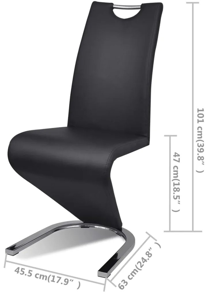 Scaune de bucatarie, 4 buc., negru, piele ecologica 4, Negru, In forma literei U