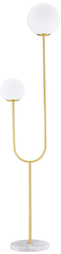 HOMCOM Lampadar metal Lampadar de podea salon auriu cu 2 capete abajur globe alb sticlă mată, 25W, 33 x 25 x 155,5 cm | Aosom Romania