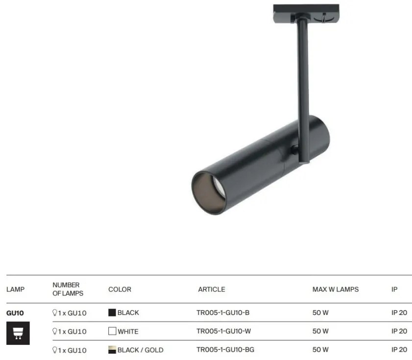 Spot, accesoriu pentru sinele monofazate Unity, Elti negru cu auriu