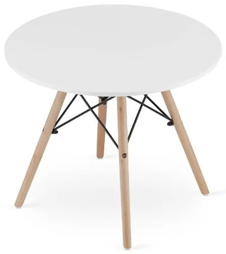 Masa stil scandinav, Artool, rotund, MDF si lemn, alb, 60x50 cm