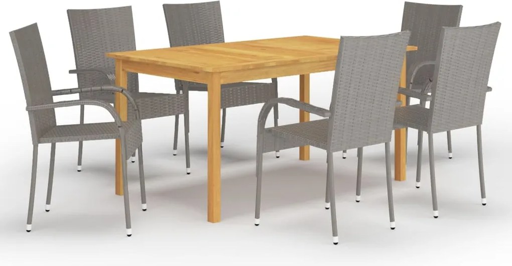 vidaXL Set mobilier pentru grădină, 7 piese, gri