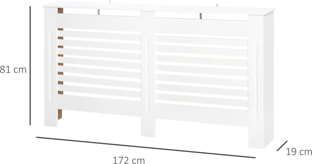 HOMCOM Mască de Calorifer cu Lamele și Raft din Lemn Alb 172x19x81 cm | Aosom Romania