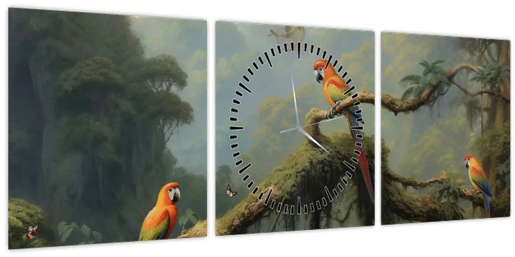 Tablou - Pădure tropicală (cu ceas) (90x30 cm)