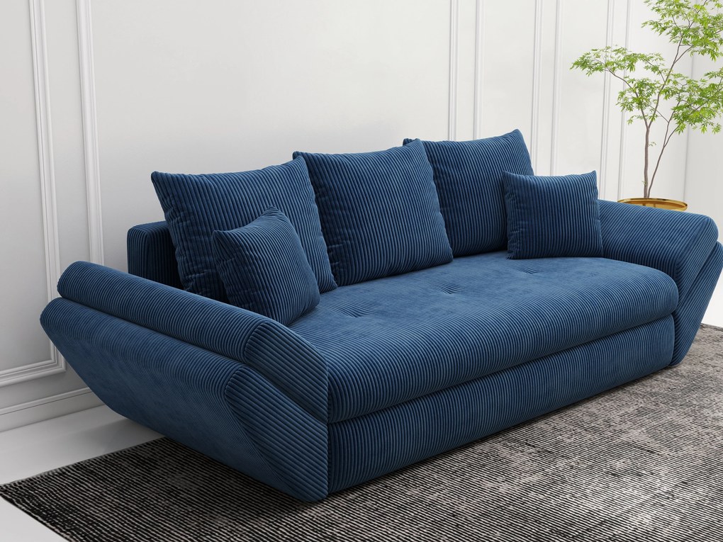 Canapea extensibilă dumonde cu ladă de depozitare si sezut confortabil din spuma high-density, Loana Zoom Blue 250x100 cm