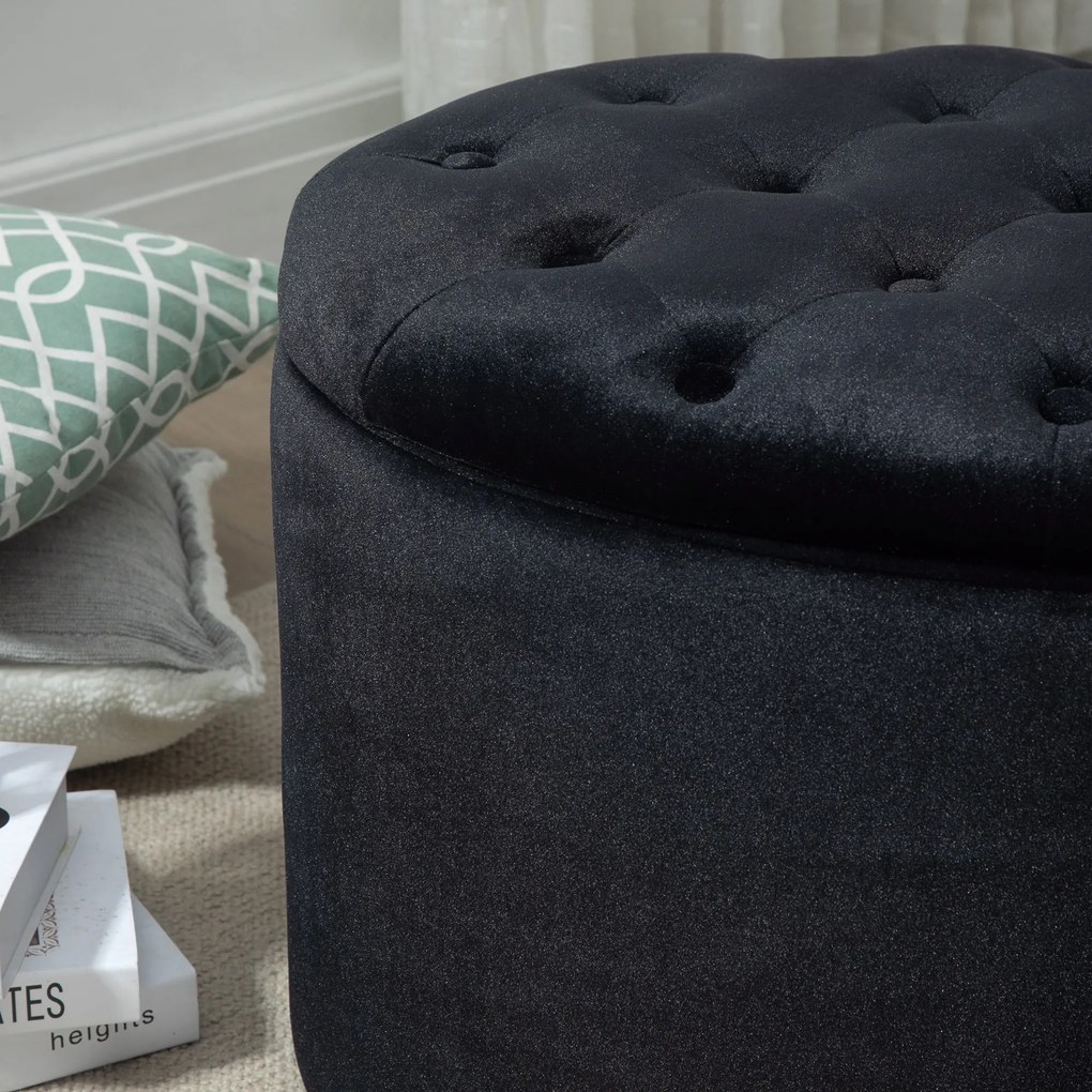 HOMCOM Banc de depozitare captusit cu spatiu de depozitare pentru hol dormitor sufragerie 71 x 52 x 42 cm negru | Aosom Romania