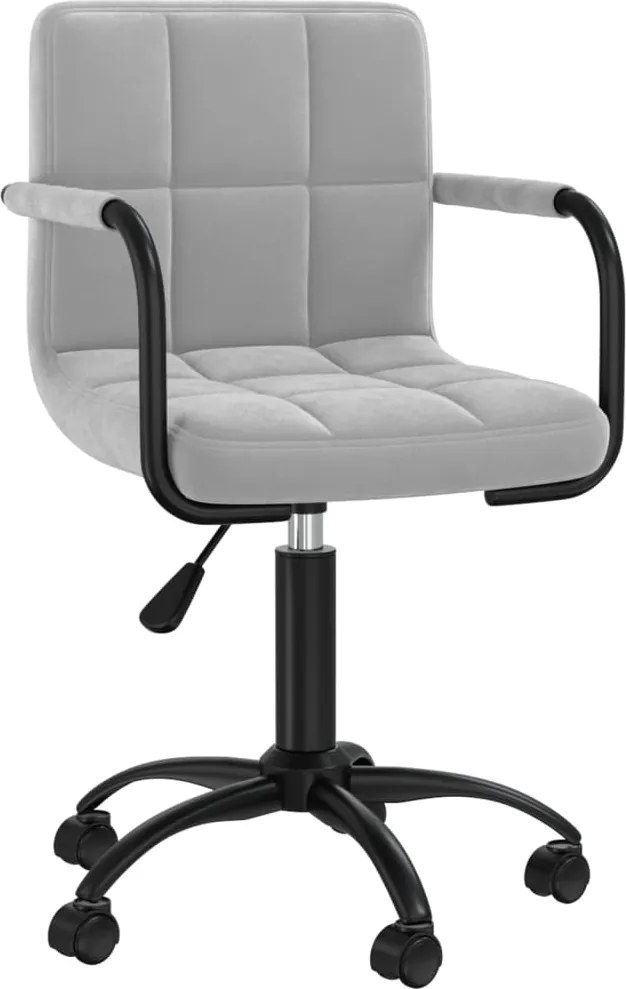 vidaXL Scaun de birou pivotant, gri deschis, catifea