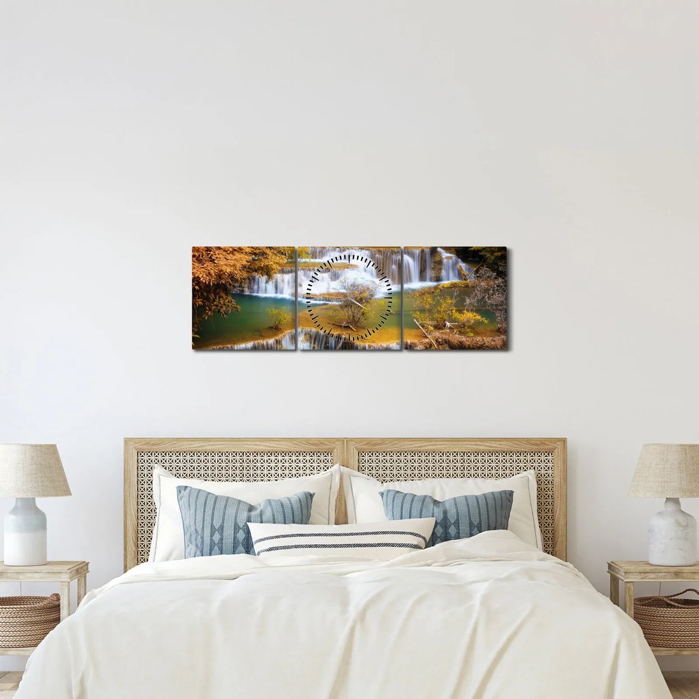 Tablou - Cascada Huay Mae Khamin, Thailanda (cu ceas) (90x30 cm)