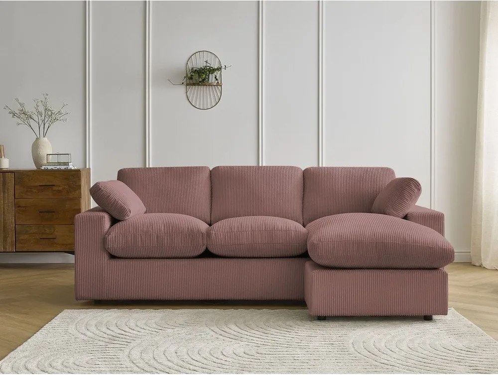 Colțar roz cu tapițerie din catifea reiată Belair – Bobochic Paris