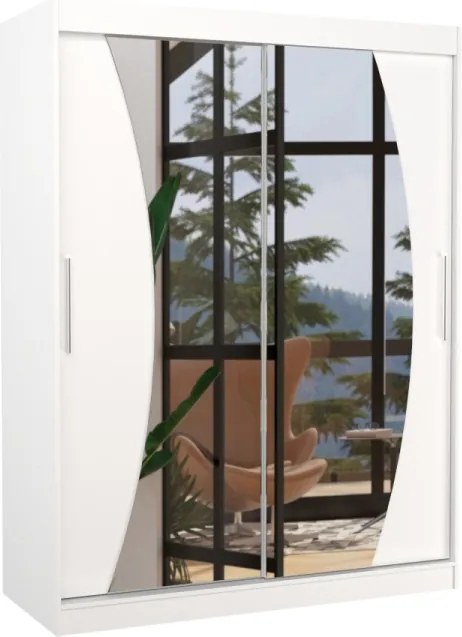 Dulap cu usi glisante si oglinda 150x200 cm, Modesto, ADRK Furniture (Culoare: Sonoma)