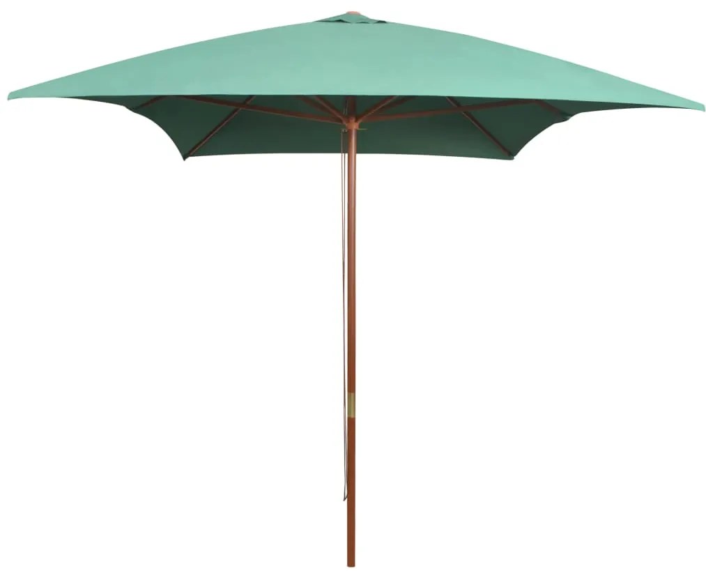 vidaXL Umbrelă de soare cu stâlp de lemn 200x300 cm, verde