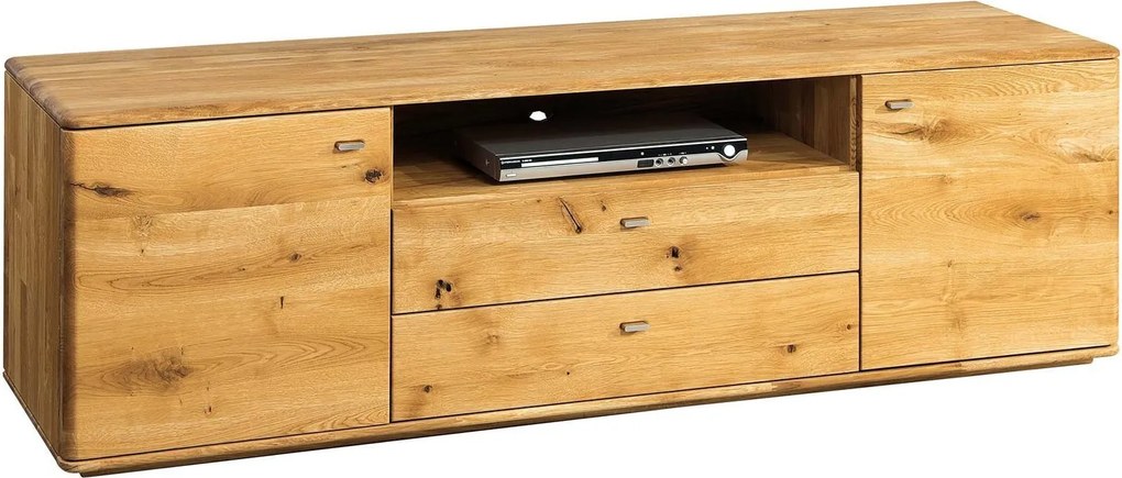 Comodă TV lemn masiv natur Siena Stejar, 54.5 × 180.2 × 48 cm