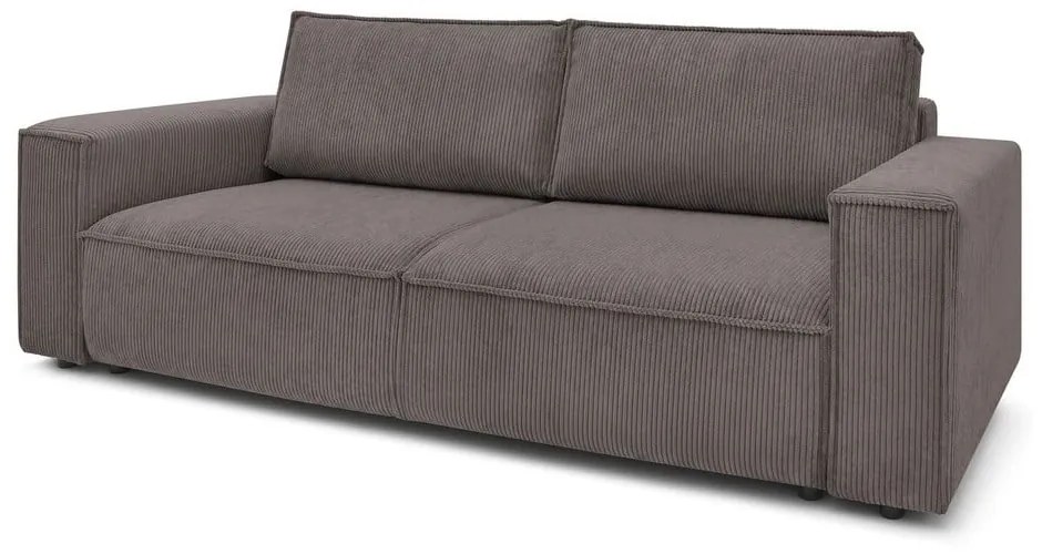 Canapea taupe extensibilă cu tapițerie din catifea reiată 245 cm Nihad – Bobochic Paris