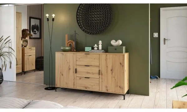 Dulap cu sertare și ușă mică LORA stejar artizan