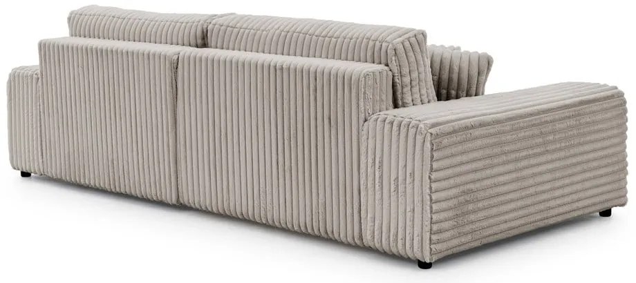 Colțar gri deschis extensibil, cu spațiu de depozitare, cu tapițerie din catifea reiată (cu colț pe partea dreaptă) Sarina – Ropez