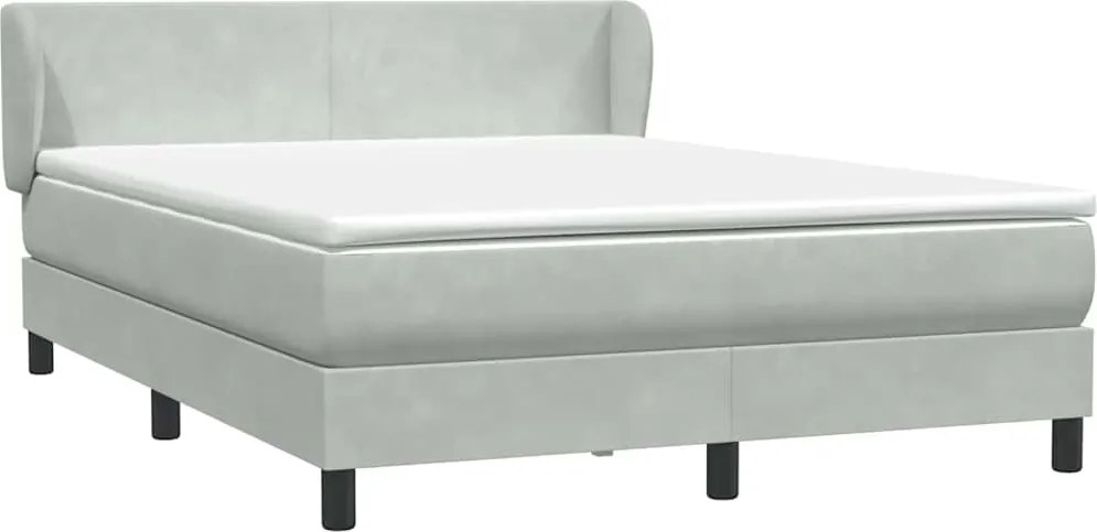 vidaXL Pat box spring cu saltea, gri deschis, 160x210 cm, catifea