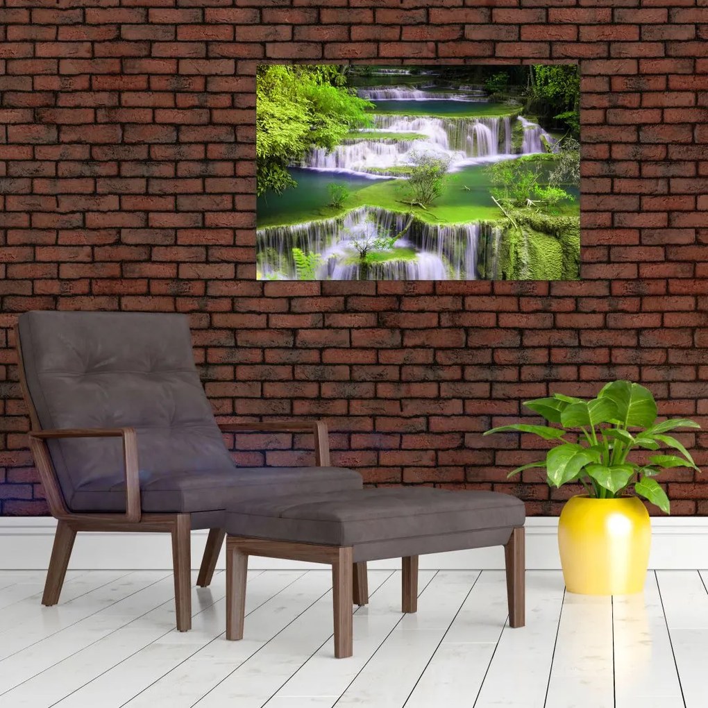 Tablou - Cascada Huay Mae Khamin, Kanchanaburi, Thailanda (90x60 cm)