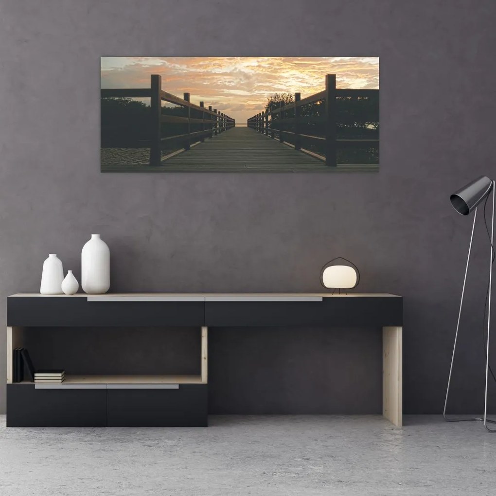 Tablou - Ponton de lemn, lac (120x50 cm)