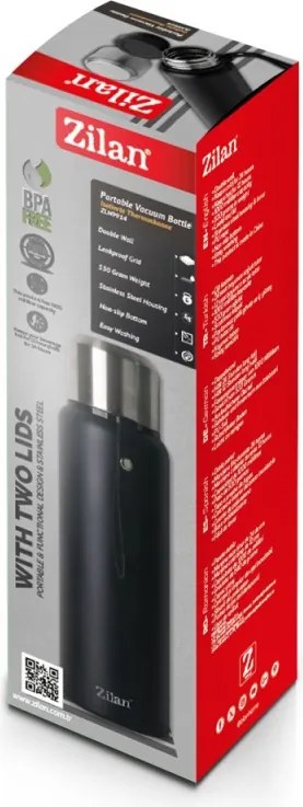 Termos portabil Zilan ZLN9914, capacitate 1L, pastreaza rece 24 ore, cald 12 ore, pereti dublii, negru