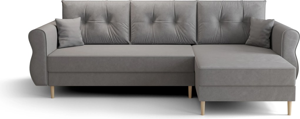 Canapea extensibila de colt SILVIANO, gri, reversibila, 230x140 cm