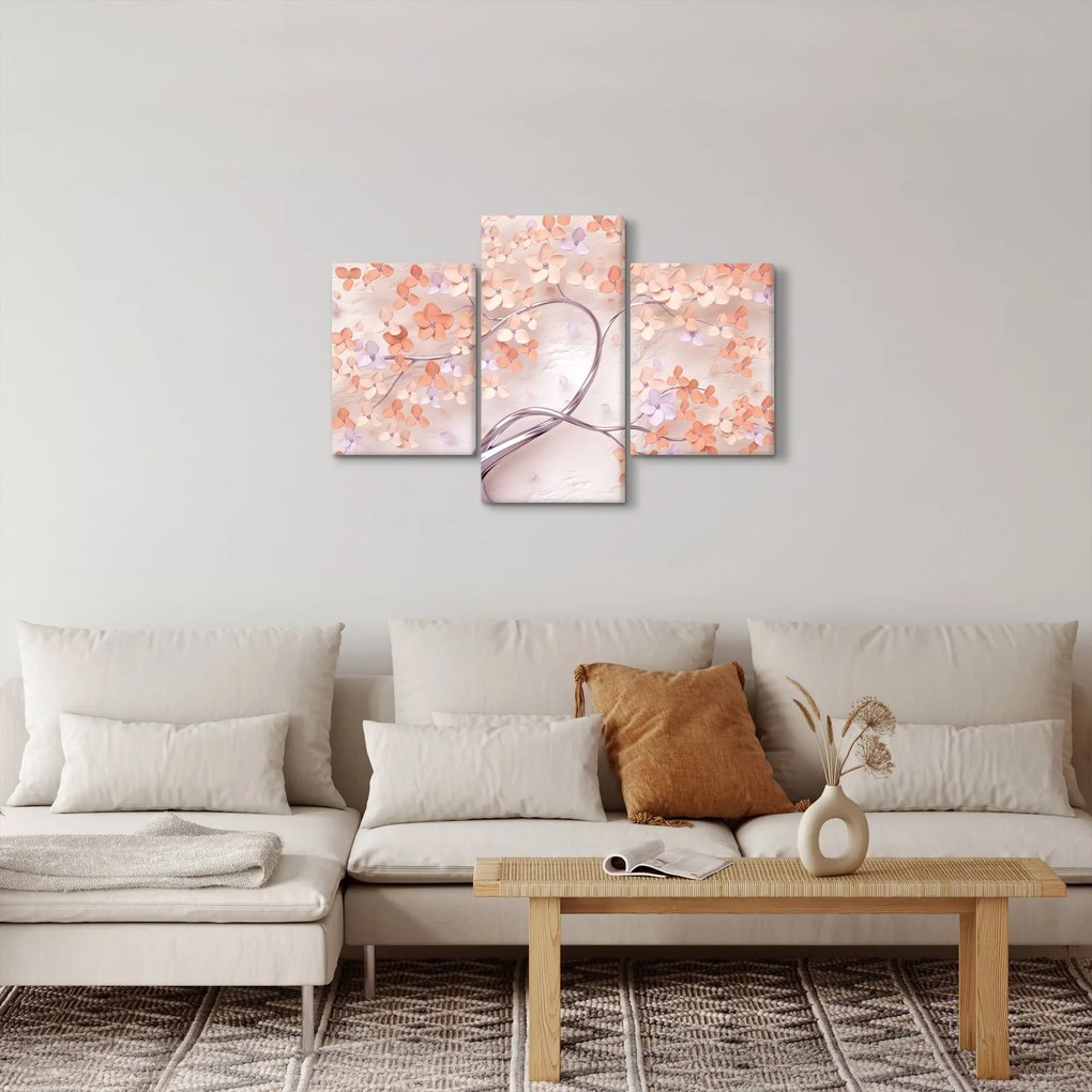 Tablou florilor de pom din coral - abstract (90x60 cm)