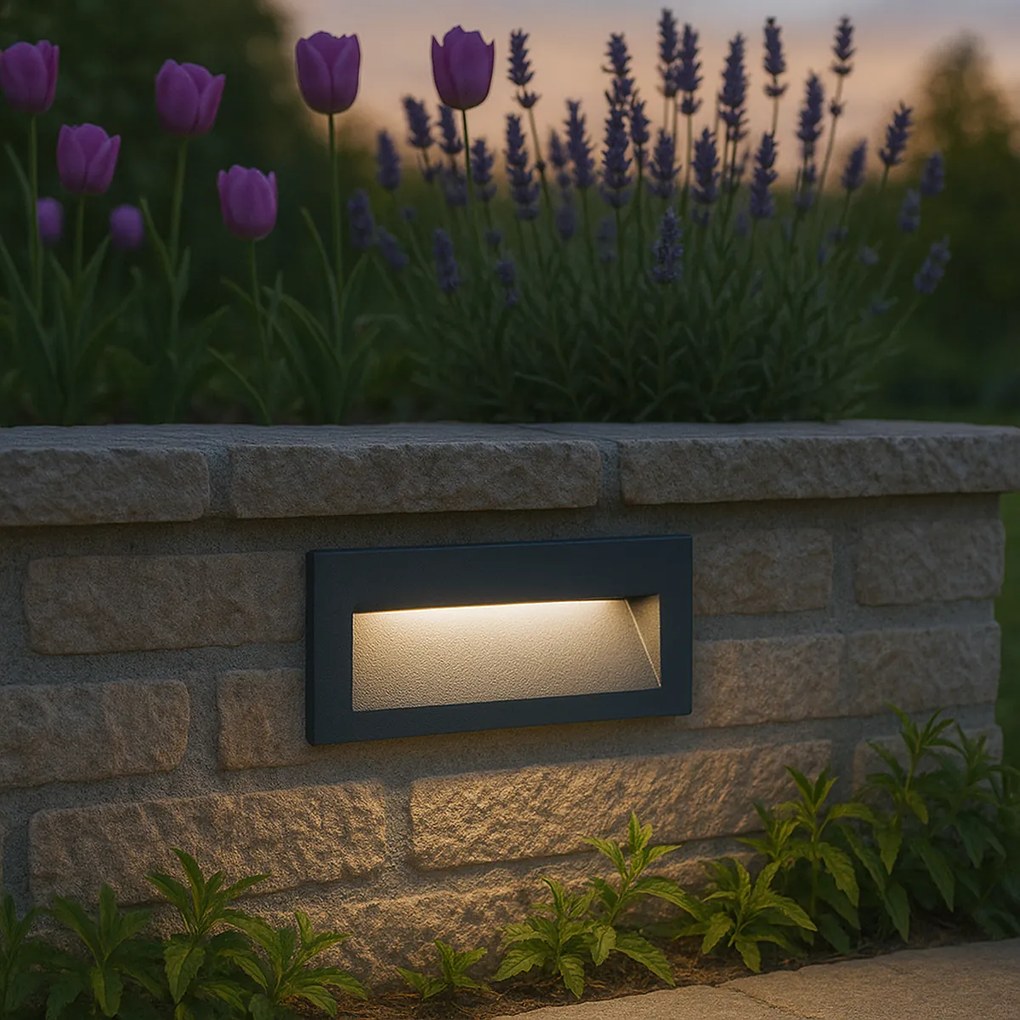 Set de 6 Aplice Moderne Îngropate Negre 16cm Incl. LED IP65 - Mert