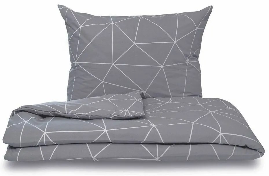 Kvalitex Lenjerie de pat din bumbac Nordic Grid gri, 220 x 200 cm, 2 buc. 70 x 90 cm