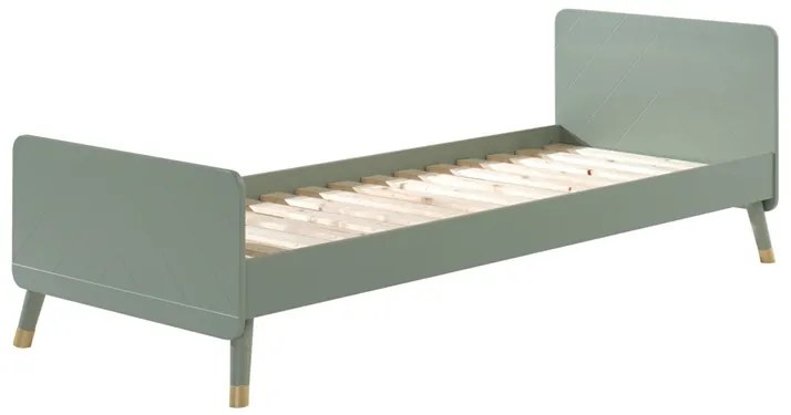 Pat Single pentru Copii, 90x200 cm, Verde Olive (Pin Masiv și MDF) – Billy – Vipack