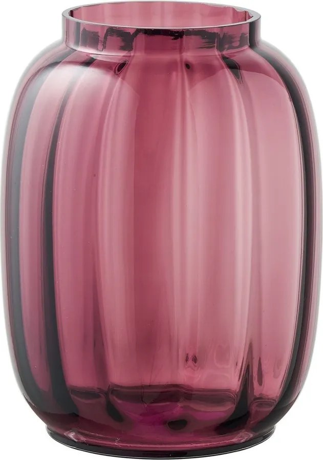 Vază roșie din sticlă lucrată manual (înălțime 21 cm) – House Nordic