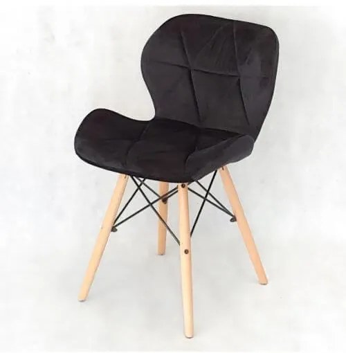 Scaune de sufragerie 4buc din catifea, negre CARBON