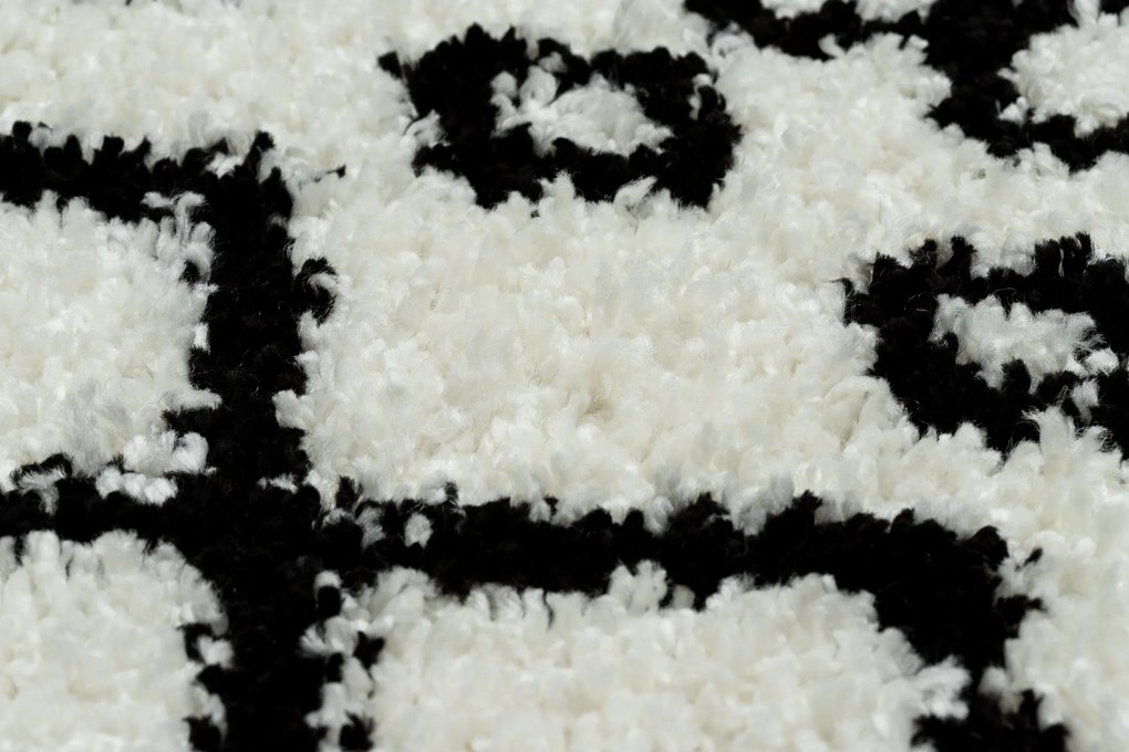 Covor PROMO Berber Safi N9040 albsi negru Franjuri shaggy pletos