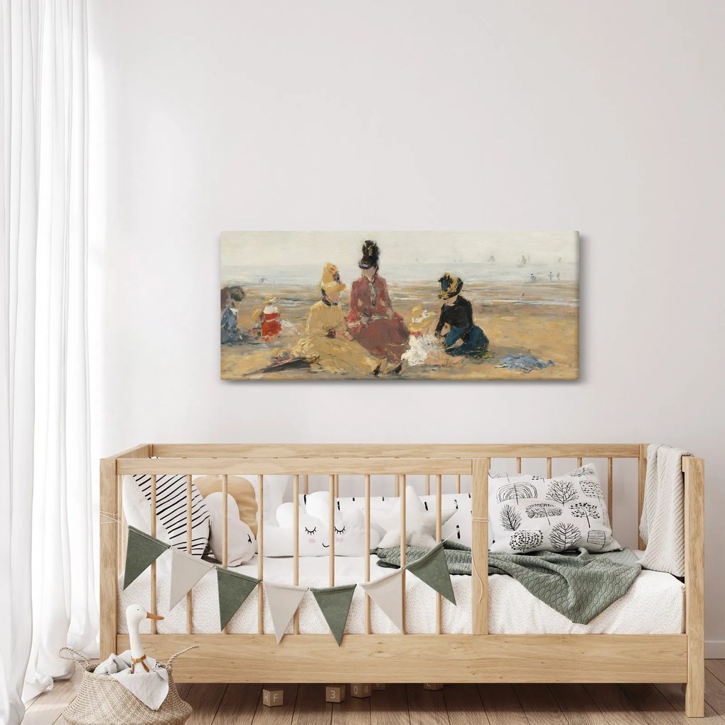 Tablou - Eugène Boudin, On the Beach, Trouville, reproducere (120x50 cm)