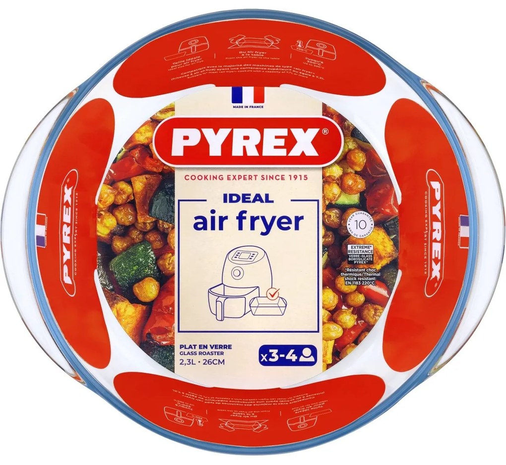Pyrex Vas rotund din sticlă pentru cuptor, 2,3 l,26 x 23 x 8 cm, 2,3 l