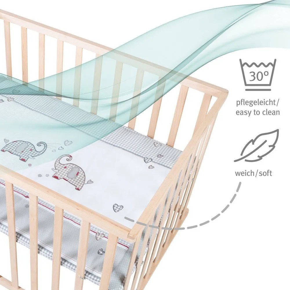 Țarc pentru copii în culoare naturală cu roți 100x75 cm Jumbo Twins – Roba